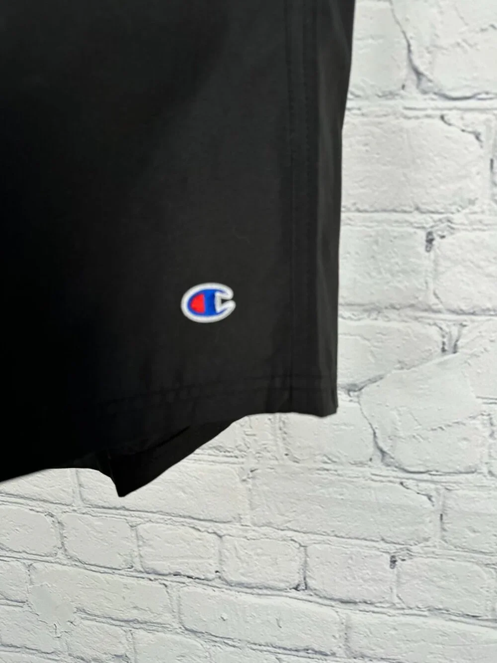 Champion Men's Big & Tall Mesh Lined Script Logo Swim Trunks, Size 3XL, Black